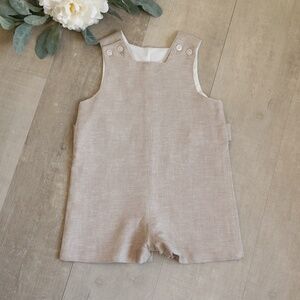 Linen Jon Jon Romper Sleeveless With Button Tabs Bailey Boys Size 9 Months